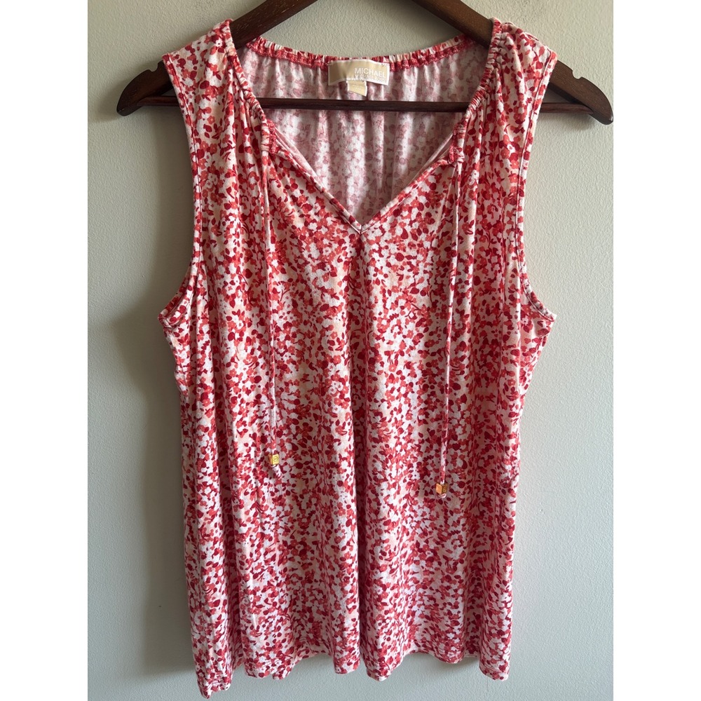 MICHAEL Michael Kors Red White Floral Sleeveless Blouse Top